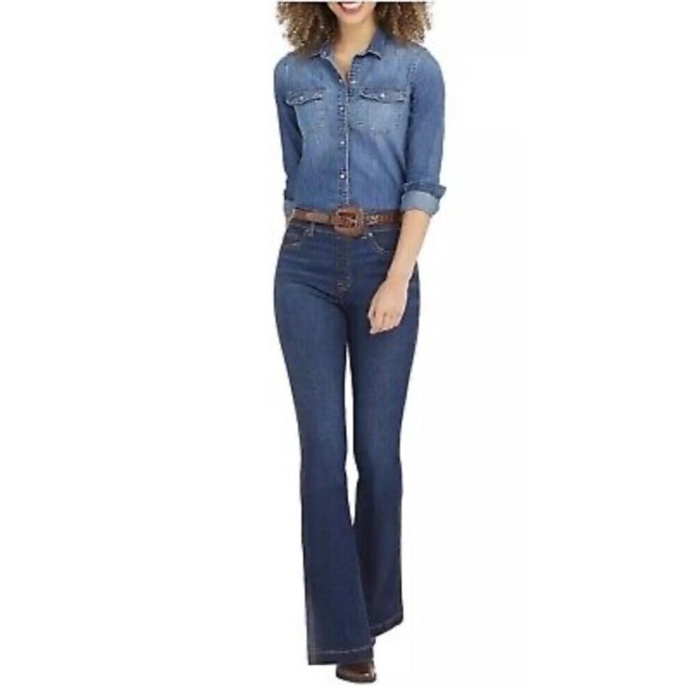 SPANX EveryWear Flare Women's Sz XS Dark Blue Midnight Pull On Jeans #20327Q